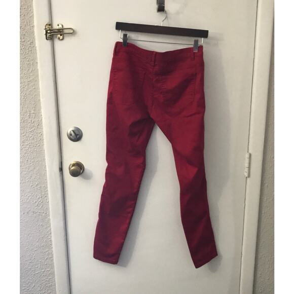 New York & Company Red Denim Low Waist Legging Jean 6 Cherry Girl Rainbow Preppy - Picture 3 of 7